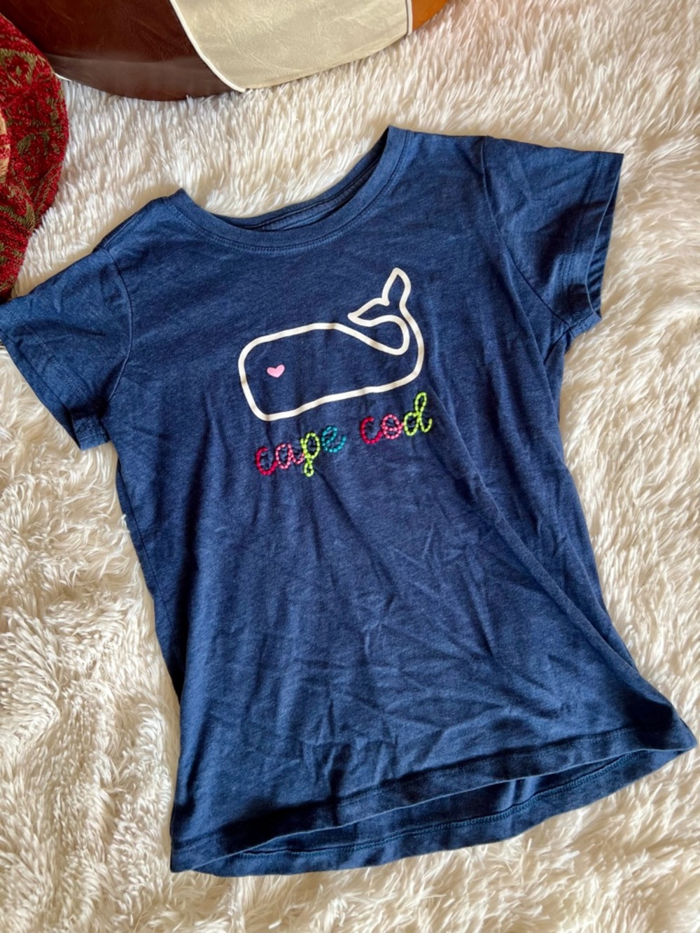 Cuffy’s Navy Kids Baby Soft Tee with Multicolor 'Cape Cod' Whale
